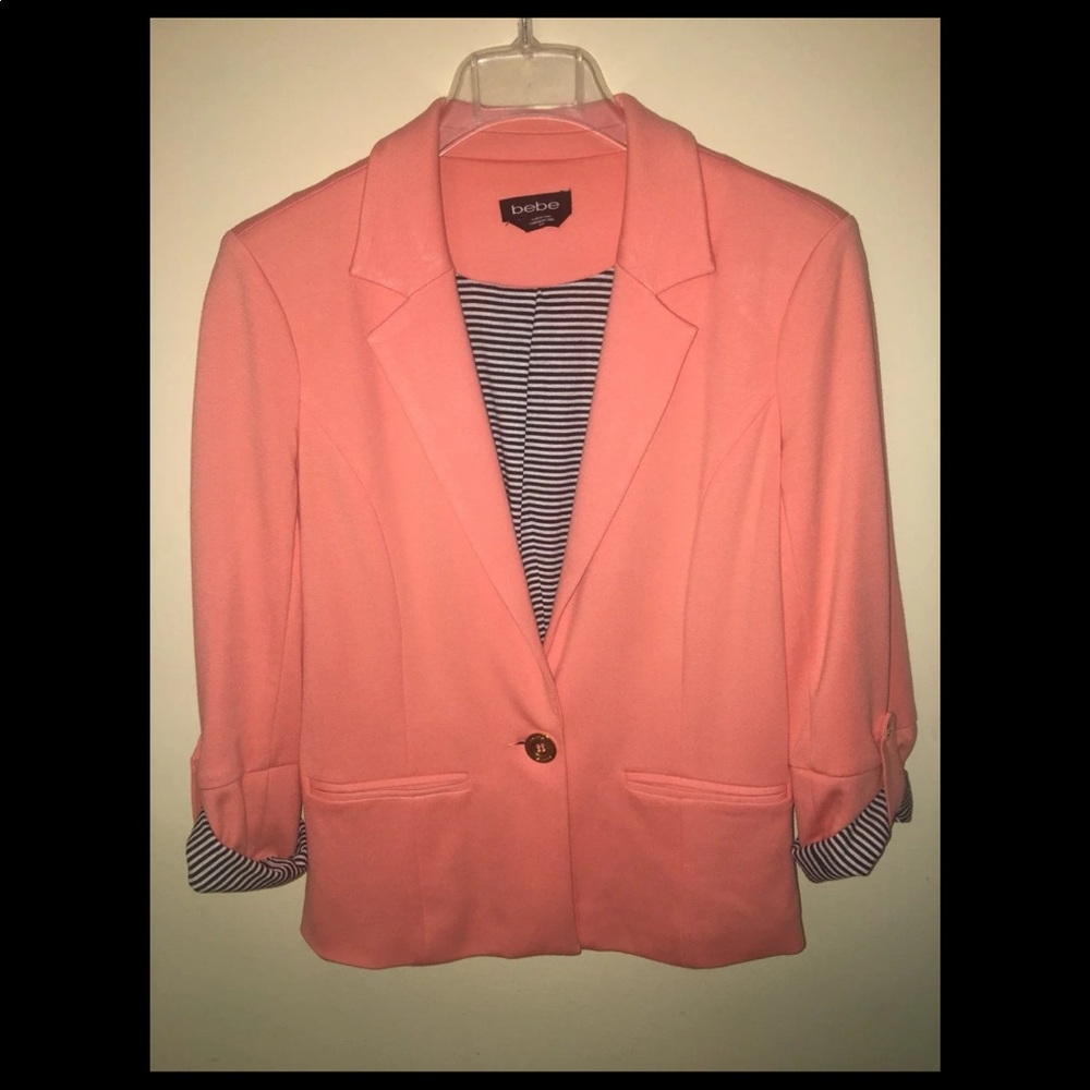 BEBE Soft Orange, Stripe Blazer Jacket